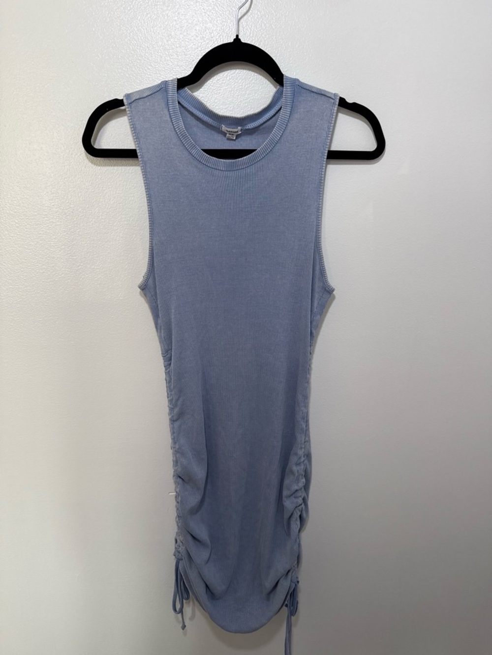 Garage Sleeveless Ribbed Side-Ruched Dress